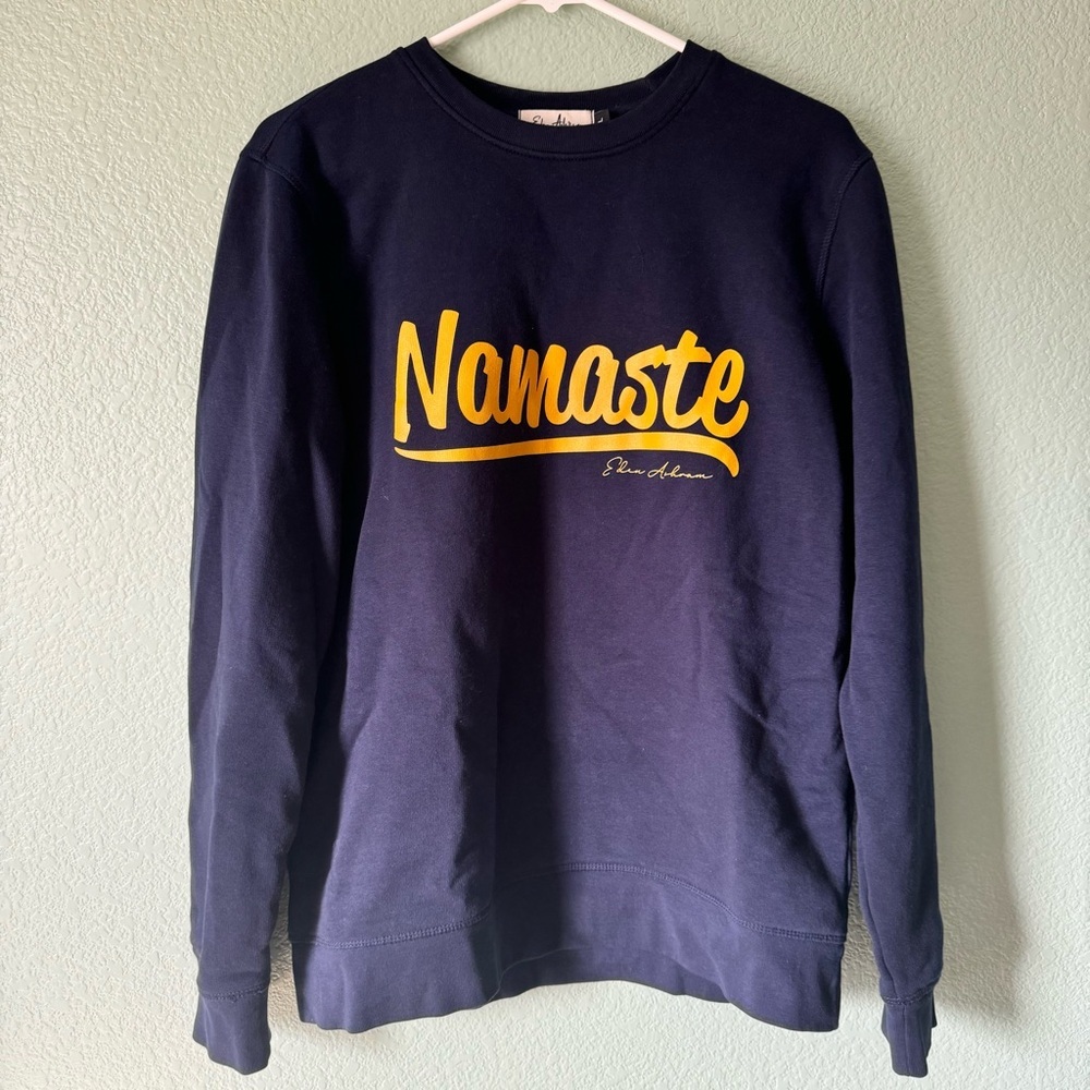 Namaste Graphic Crewneck Sweatshirt - Navy with Yellow Script